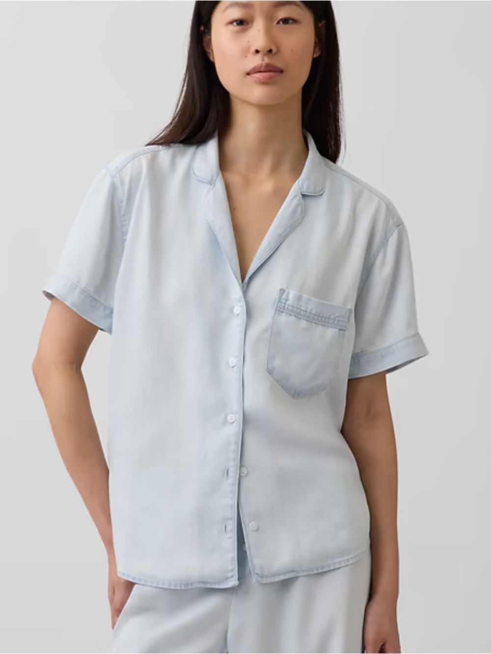 GAP Light Blue Short Sleeve Pajama Top